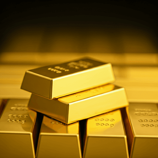 Stacked gold bullion bars available for purchase at Gold & Silver Trading Post in Bellevue, NE